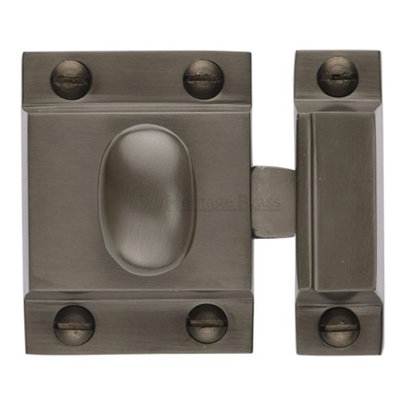 V1112-MB • 53 x 40 x 17 x 26 x 32mm • Matt Bronze • Heritage Brass Oval Knob Cupboard Latch