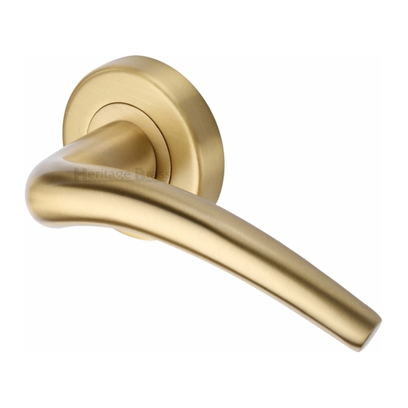 V1121-SB • Satin Brass • Heritage Brass Modern Wing Levers On Plain Round Roses