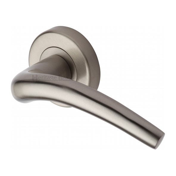 V1121-SN • Satin Nickel • Heritage Brass Modern Wing Levers On Plain Round Roses