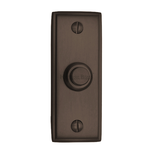 V1180-MB • 083 x 033mm • Matt Bronze • Heritage Brass Victorian Edged Rectangular Bell Push