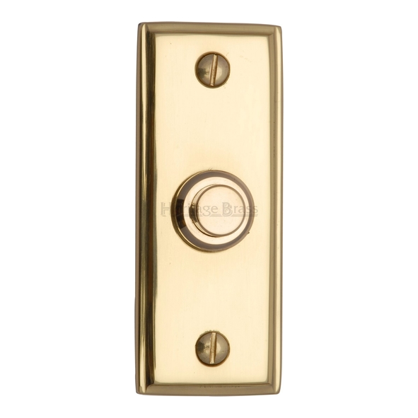 V1180-PB • 083 x 033mm • Polished Brass • Heritage Brass Victorian Edged Rectangular Bell Push