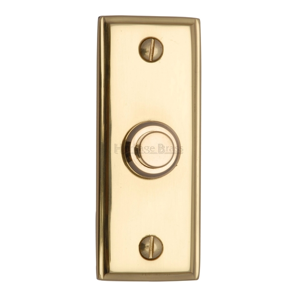 V1180-PB  083 x 033mm  Polished Brass  Heritage Brass Victorian Edged Rectangular Bell Push