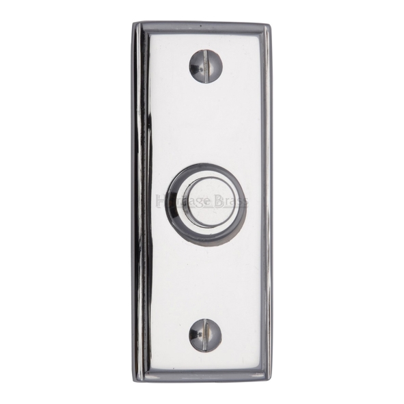 V1180-PC • 083 x 033mm • Polished Chrome • Heritage Brass Victorian Edged Rectangular Bell Push