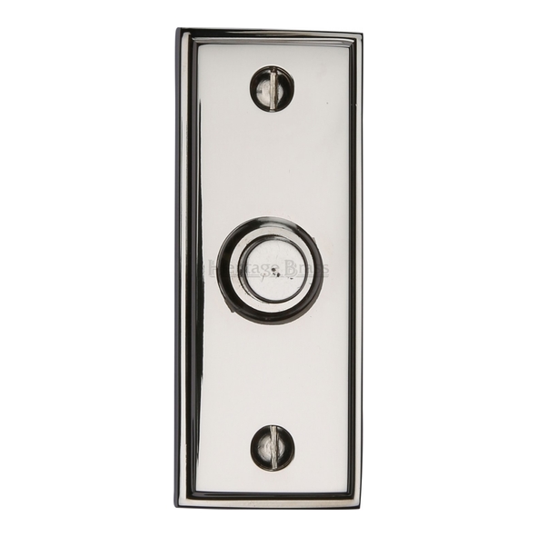 V1180-PNF • 083 x 033mm • Polished Nickel • Heritage Brass Victorian Edged Rectangular Bell Push