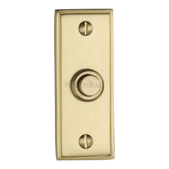 V1180-SB  083 x 033mm  Satin Brass  Heritage Brass Victorian Edged Rectangular Bell Push