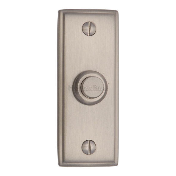 V1180-SN  083 x 033mm  Satin Nickel  Heritage Brass Victorian Edged Rectangular Bell Push