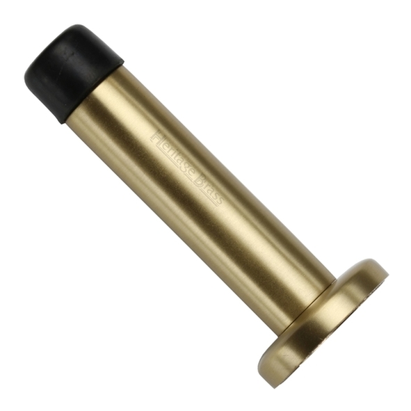 V1192 64-SB  076mm  Satin Brass  Heritage Brass Wall Mounted Projection Door Stop With Concealed Fixing Rose