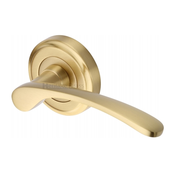 V1900-SB • Satin Brass • Heritage Brass Sophia Levers On Edged Round Roses