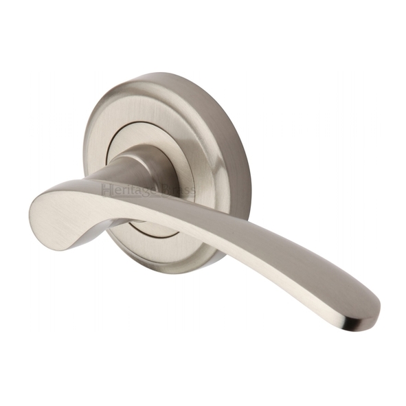 V1900-SN  Satin Nickel  Heritage Brass Sophia Levers On Edged Round Roses