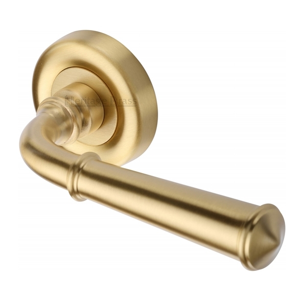 V1932-SB • Satin Brass • Heritage Brass Colonial Levers On Colonial Round Roses