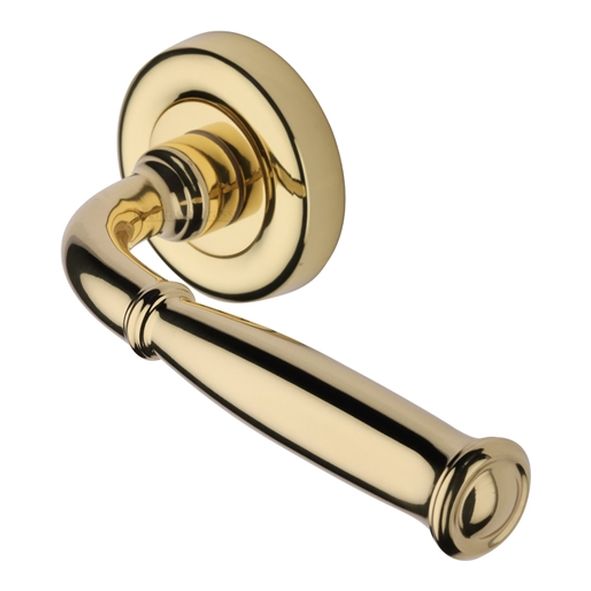 V1938-PB • Polished Brass • Heritage Brass Lincoln Lever Furniture on Round Rose