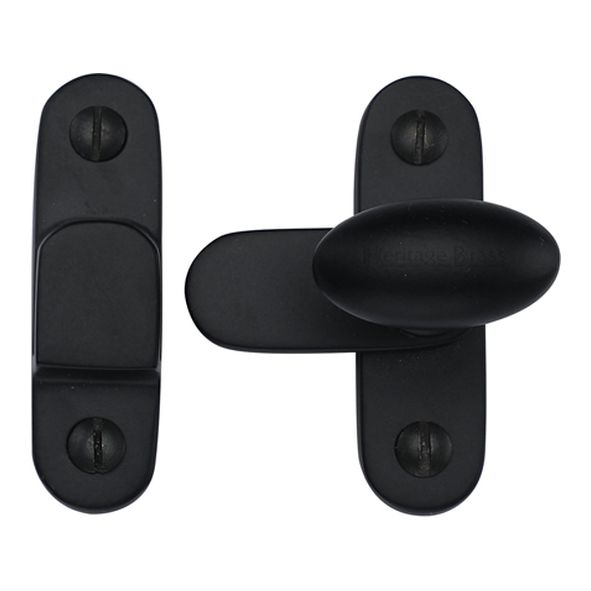 V1970-BKMT • 55 x 16 x 32 x 33mm • Matt Black • Heritage Brass Oval Knob Showcase Fastener