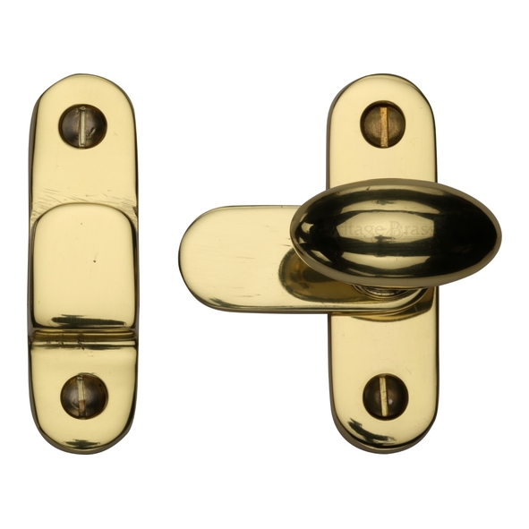 V1970-PB • 55 x 16 x 32 x 33mm • Polished Brass • Heritage Brass Oval Knob Showcase Fastener