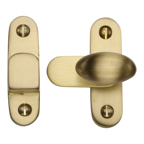 V1970-SB  55 x 16 x 32 x 33mm  Satin Brass  Heritage Brass Oval Knob Showcase Fastener