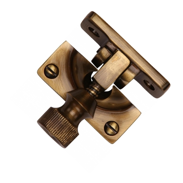 V2055-AT • Non-Locking • Antique Brass • Heritage Brass Brighton Pattern Sash Fastener