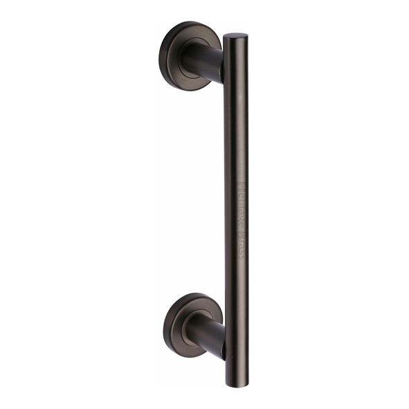 V2057-MB  278mm  Matt Bronze  Heritage Brass Pedestal Pull Handle On Concealed Fixing Roses