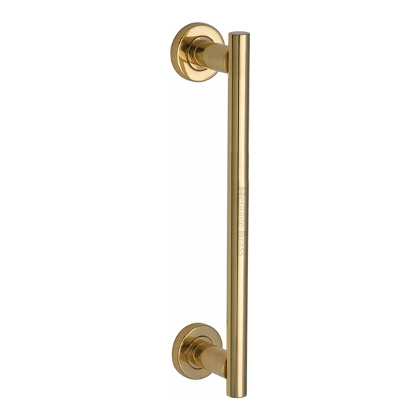 V2057-PB • 278mm • Polished Brass • Heritage Brass Pedestal Pull Handle On Concealed Fixing Roses