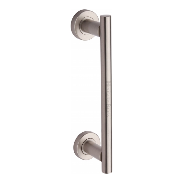 V2057-SN • 278mm • Satin Nickel • Heritage Brass Pedestal Pull Handle On Concealed Fixing Roses