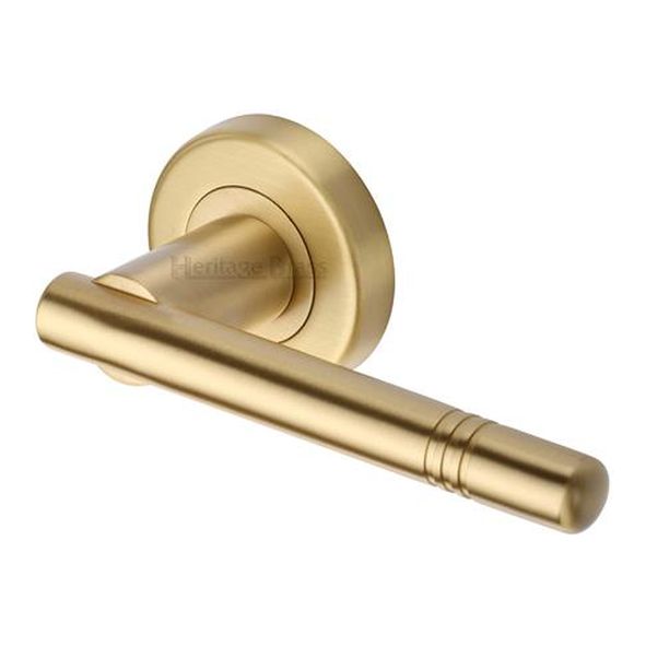 V2100-SB • Satin Brass • Heritage Brass Alicia Levers On Plain Round Roses