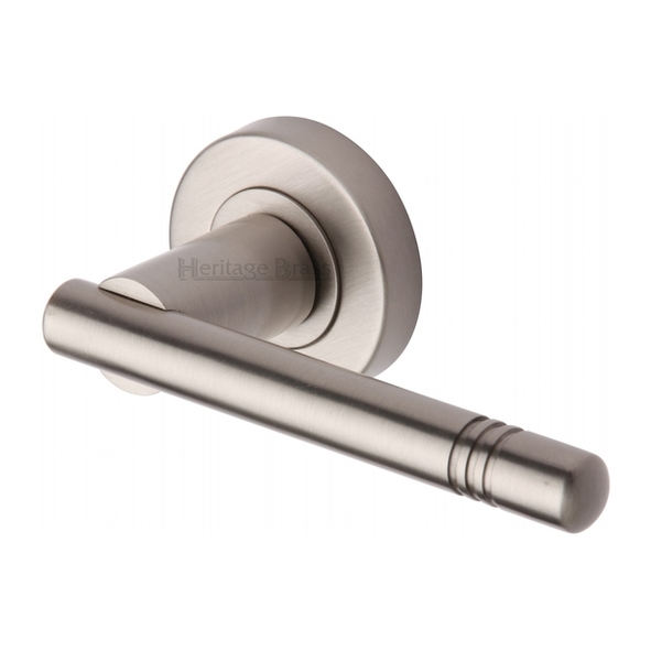 V2100-SN • Satin Nickel • Heritage Brass Alicia Levers On Plain Round Roses