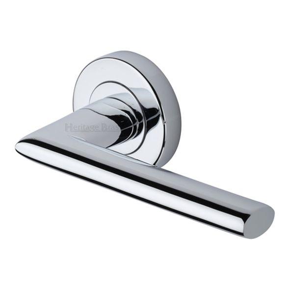 V2355-PC • Polished Chrome • Heritage Brass Admiralty Lever Furniture on Round Rose