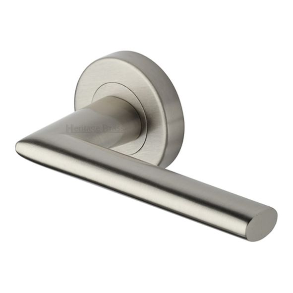 V2355-SN • Satin Nickel • Heritage Brass Admiralty Lever Furniture on Round Rose