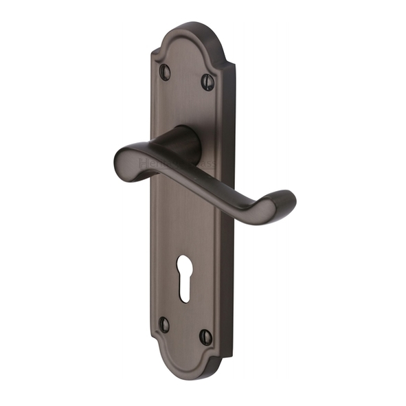 V300-MB • Standard Lock [57mm] • Matt Bronze • Heritage Brass Meridian Levers On Backplates