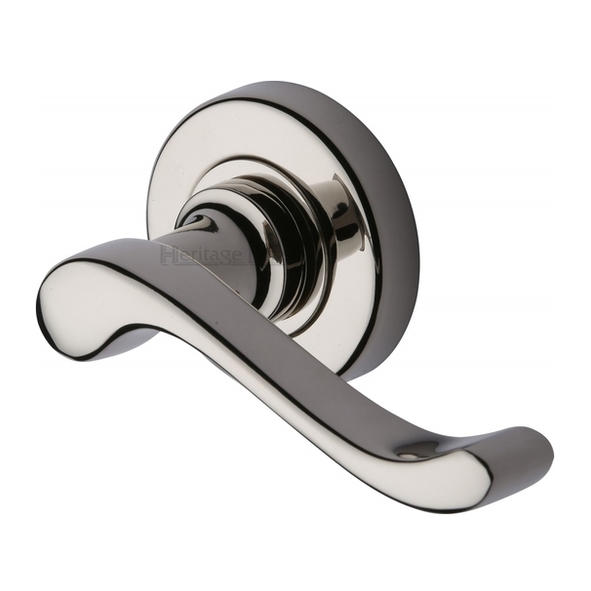 V3010-PNF • Polished Nickel • Heritage Brass Bedford Modern Levers On Plain Round Roses