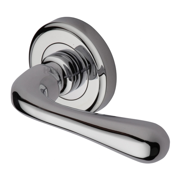 V3020-PC • Polished Chrome • Heritage Brass Charlbury Levers On Edged Round Roses