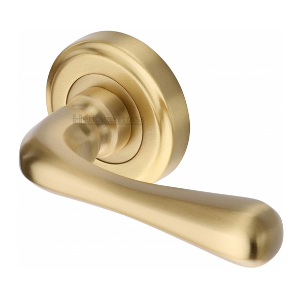 V3020-SB • Satin Brass • Heritage Brass Charlbury Levers On Edged Round Roses