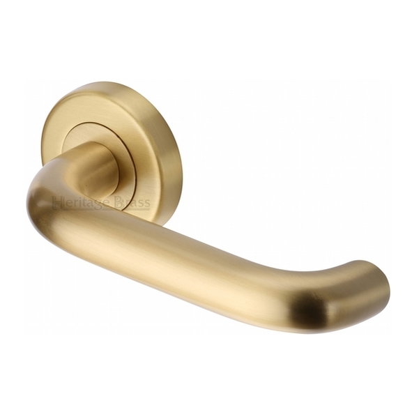 V3090-SB • Satin Brass • Heritage Brass Harmony Levers On Plain Round Roses