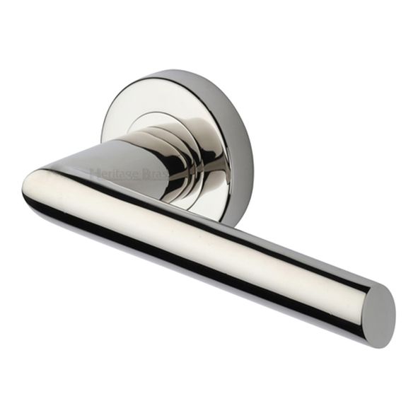 V3262-PNF  Polished Nickel  Heritage Brass Mercury Lever Furniture on Round Rose