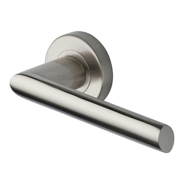 V3262-SN • Satin Nickel • Heritage Brass Mercury Lever Furniture on Round Rose