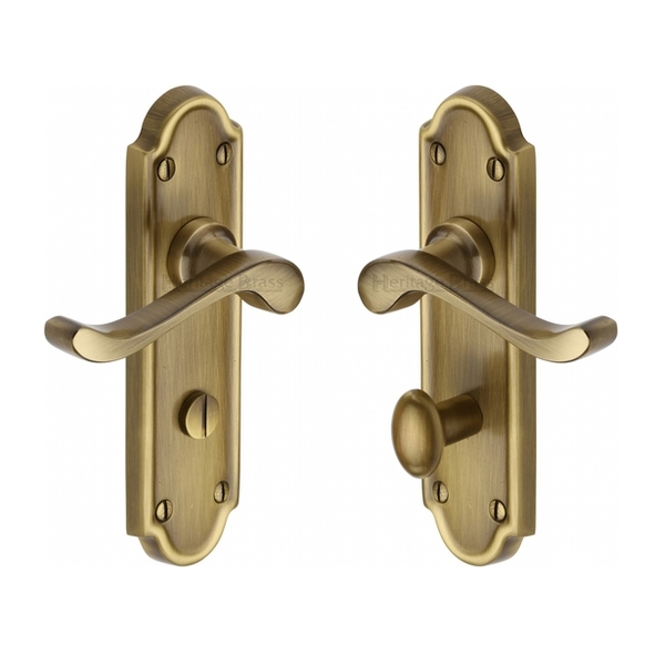 V330-AT  Bathroom [57mm]  Antique Brass  Heritage Brass Meridian Levers On Backplates