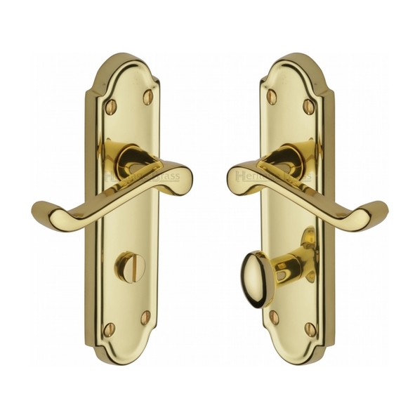 V330-PB • Bathroom [57mm] • Polished Brass • Heritage Brass Meridian Levers On Backplates