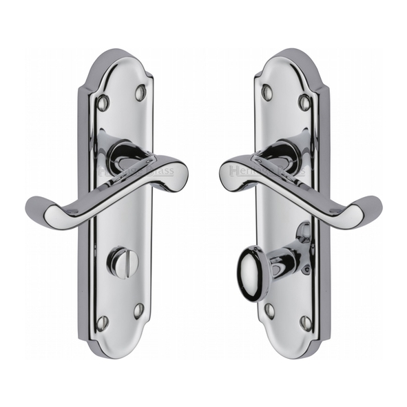 V330-PC • Bathroom [57mm] • Polished Chrome • Heritage Brass Meridian Levers On Backplates