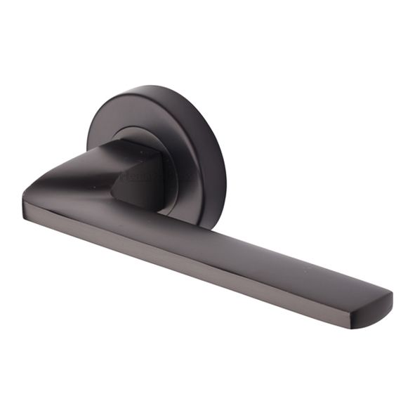 V3790-MB • Matt Bronze • Heritage Brass Metro Angled Lever Furniture on Round Rose