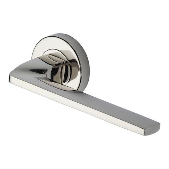 V3790-PNF  Polished Nickel  Heritage Brass Metro Angled Lever Furniture on Round Rose