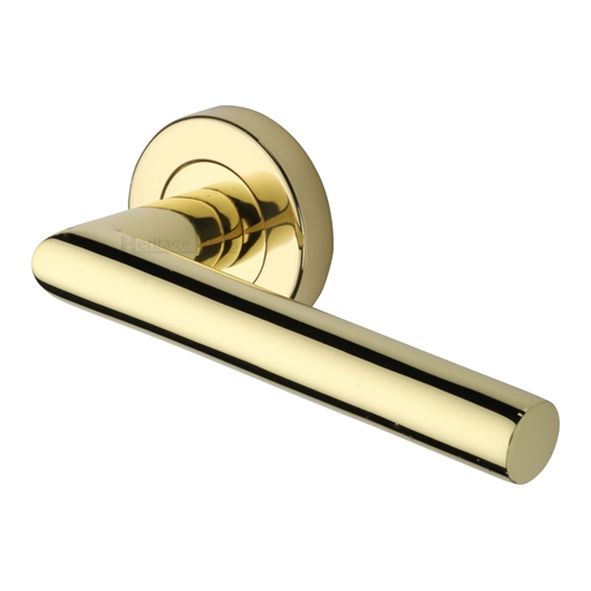 V3840-PB • Polished Brass • Heritage Brass Athena Lever Furniture on Round Rose