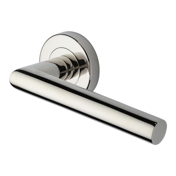 V3840-PNF • Polished Nickel • Heritage Brass Athena Lever Furniture on Round Rose