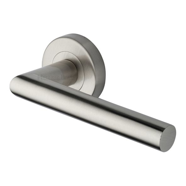 V3840-SN • Satin Nickel • Heritage Brass Athena Lever Furniture on Round Rose