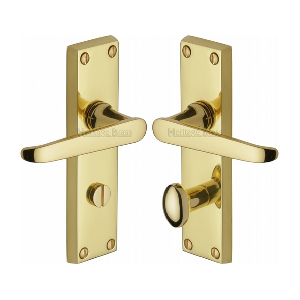 V3930-PB • Bathroom [57mm] • Polished Brass • Heritage Brass Victoria Levers On Backplates