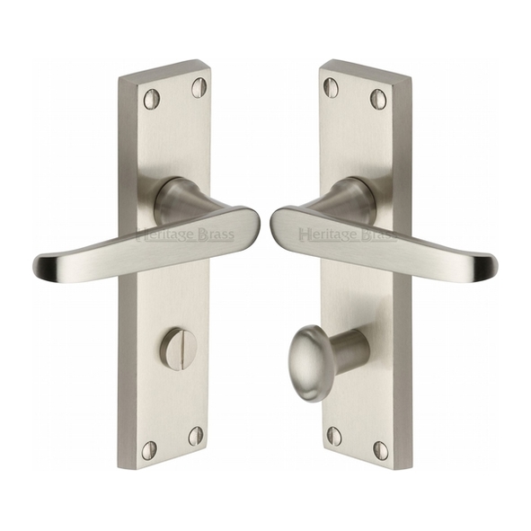 V3930-SN • Bathroom [57mm] • Satin Nickel • Heritage Brass Victoria Levers On Backplates