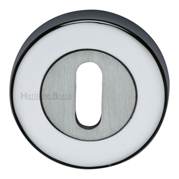 V4000-AP • Satin / Pol Chrome • Heritage Brass Plain Round Mortice Key Escutcheon