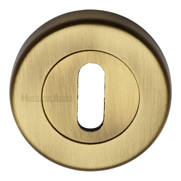 V4000-AT • Antique Brass • Heritage Brass Plain Round Mortice Key Escutcheon