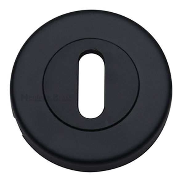 V4000-BK  Matt Black  Heritage Brass Plain Round Mortice Key Escutcheon