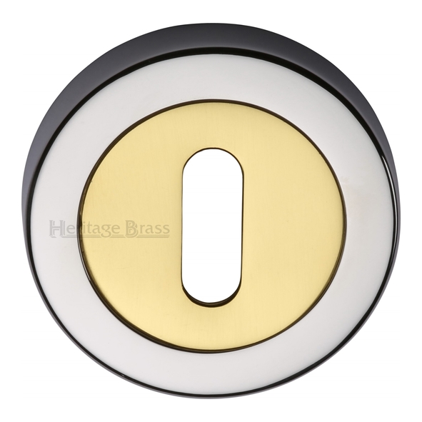 V4000-CB • Polished Chrome / Brass • Heritage Brass Plain Round Mortice Key Escutcheon