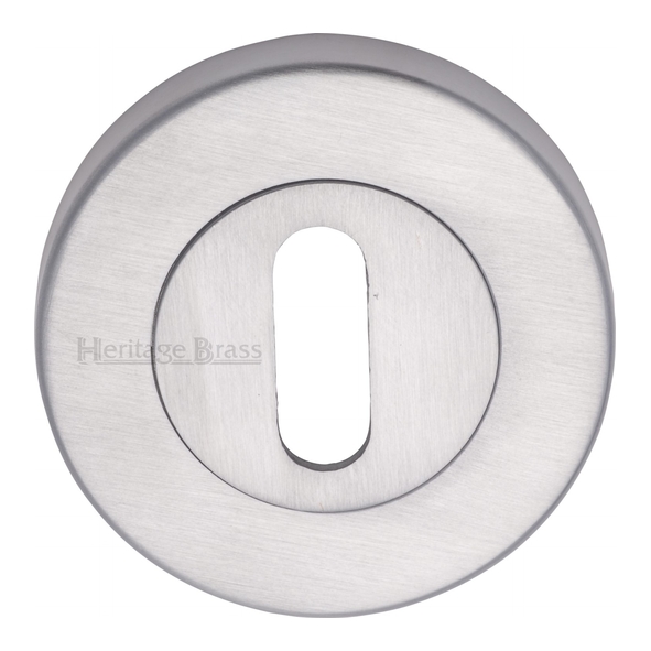 V4000-SC • Satin Chrome • Heritage Brass Plain Round Mortice Key Escutcheon