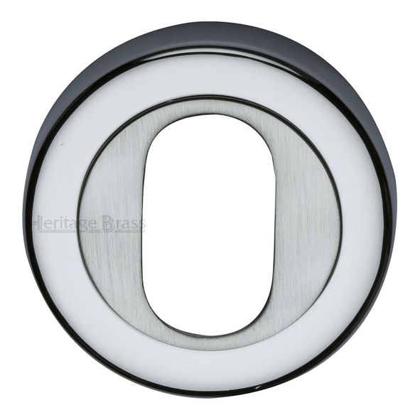 V4010-AP • Satin / Pol Chrome • Heritage Brass Plain Round Oval Cylinder Escutcheon