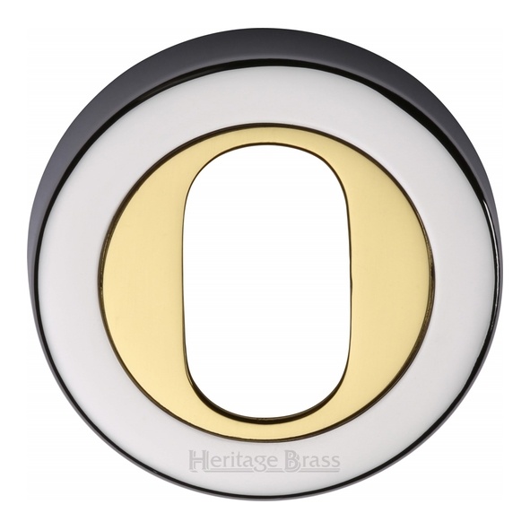 V4010-CB • Polished Chrome / Brass • Heritage Brass Plain Round Oval Cylinder Escutcheon